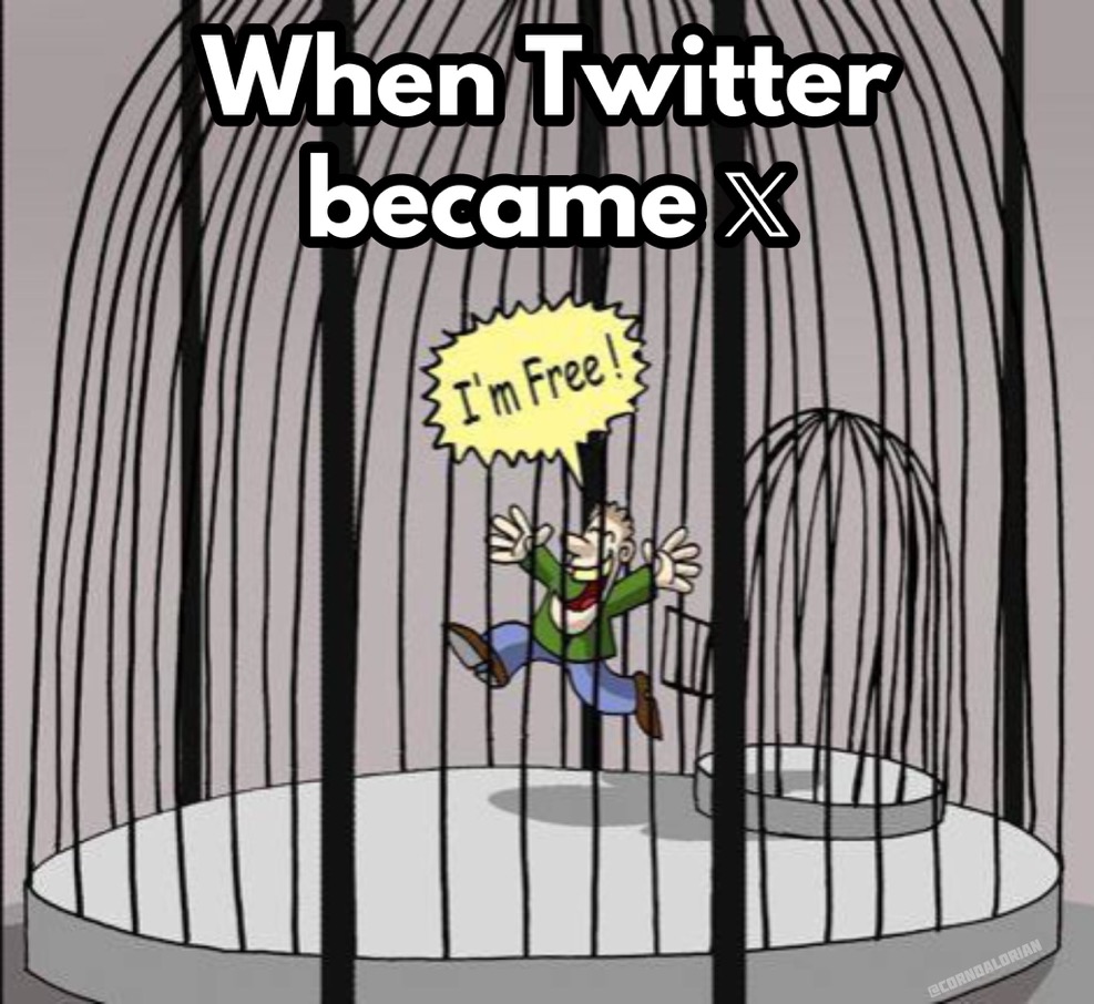 When Twitter became X - I'm Free! (still in cage)